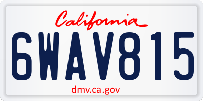 CA license plate 6WAV815
