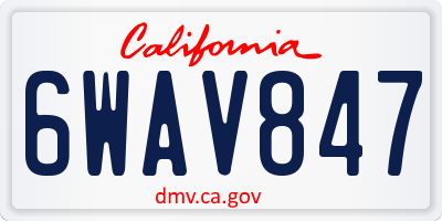 CA license plate 6WAV847