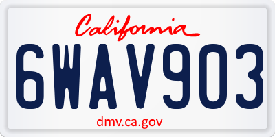 CA license plate 6WAV903