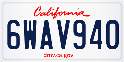 CA license plate 6WAV940