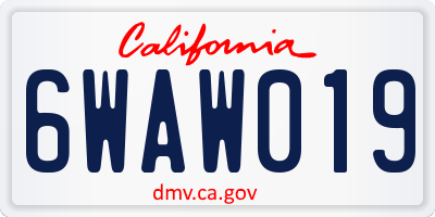 CA license plate 6WAW019