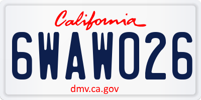 CA license plate 6WAW026