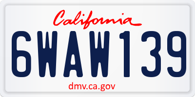 CA license plate 6WAW139