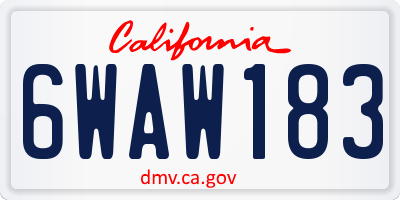 CA license plate 6WAW183