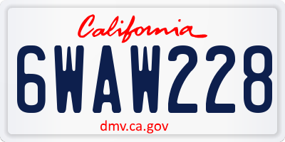 CA license plate 6WAW228