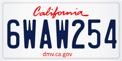 CA license plate 6WAW254