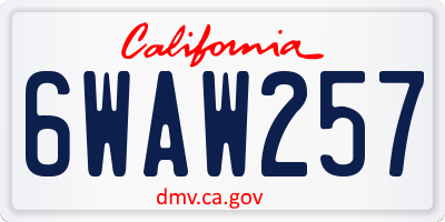 CA license plate 6WAW257