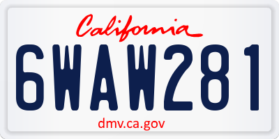 CA license plate 6WAW281