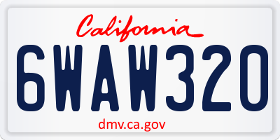 CA license plate 6WAW320