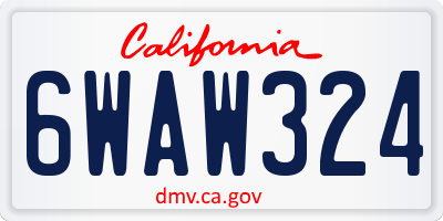CA license plate 6WAW324