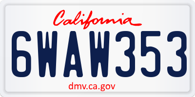 CA license plate 6WAW353