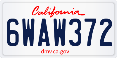 CA license plate 6WAW372