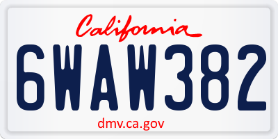 CA license plate 6WAW382