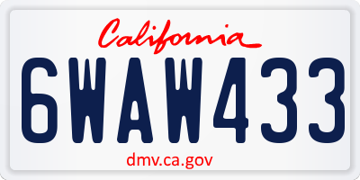 CA license plate 6WAW433