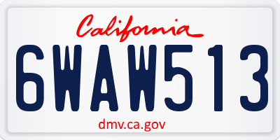 CA license plate 6WAW513