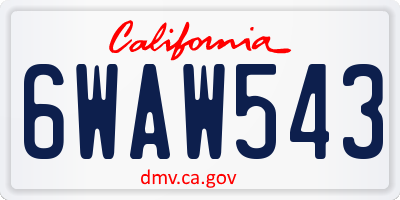 CA license plate 6WAW543