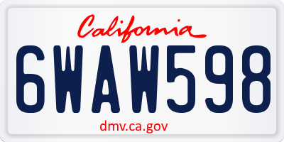 CA license plate 6WAW598
