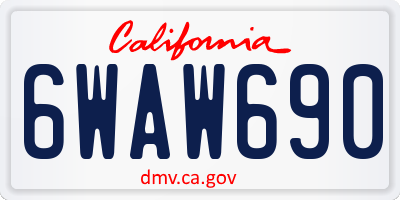 CA license plate 6WAW690