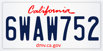 CA license plate 6WAW752