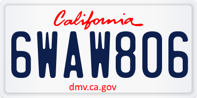 CA license plate 6WAW806
