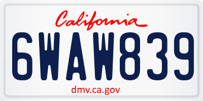 CA license plate 6WAW839