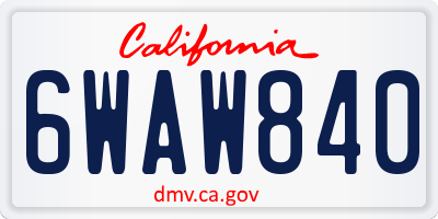 CA license plate 6WAW840