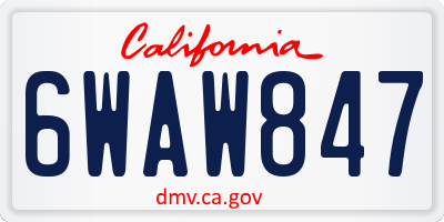 CA license plate 6WAW847