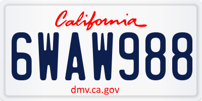 CA license plate 6WAW988