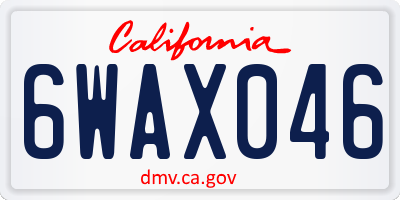 CA license plate 6WAX046
