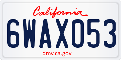 CA license plate 6WAX053