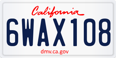 CA license plate 6WAX108