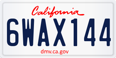 CA license plate 6WAX144