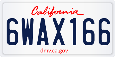 CA license plate 6WAX166