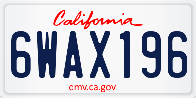 CA license plate 6WAX196