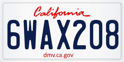 CA license plate 6WAX208