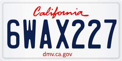 CA license plate 6WAX227
