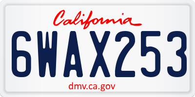 CA license plate 6WAX253