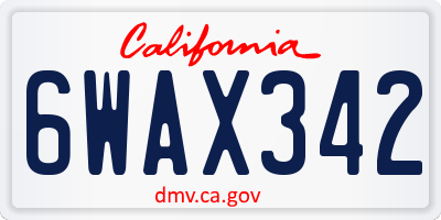 CA license plate 6WAX342