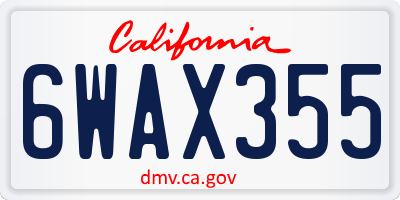 CA license plate 6WAX355