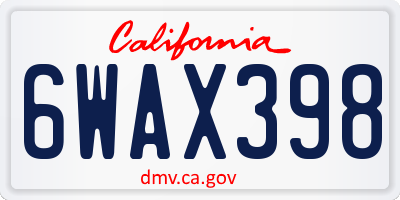 CA license plate 6WAX398