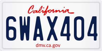CA license plate 6WAX404