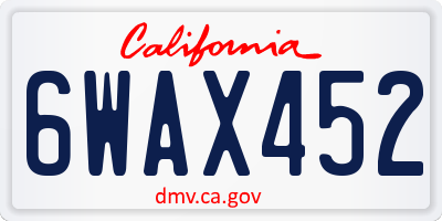 CA license plate 6WAX452