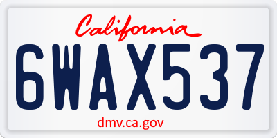 CA license plate 6WAX537