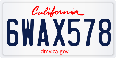 CA license plate 6WAX578