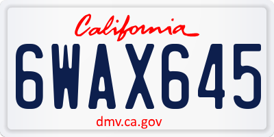 CA license plate 6WAX645