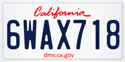 CA license plate 6WAX718