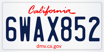 CA license plate 6WAX852