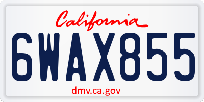 CA license plate 6WAX855
