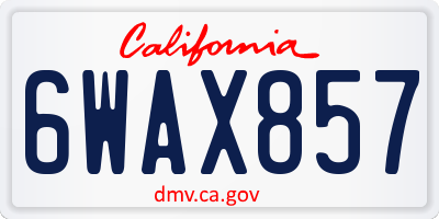 CA license plate 6WAX857