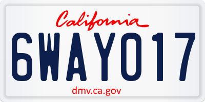 CA license plate 6WAY017
